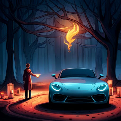 lighting candle inside car